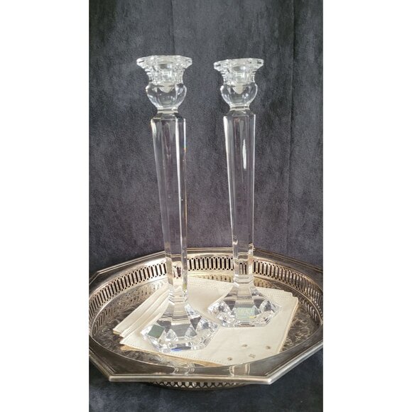 MIKASA Clear Crystal Glass CAMBRIDGE 11.5" Candlesticks Holders Candle Holder - Picture 2 of 10